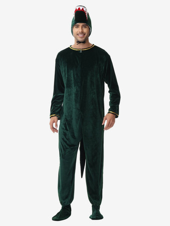ワンジー着ぐるみパジャマ 漫画 大人用 ダークグリーン ポリエステル ジャンプスーツ 帽子 着ぐるみ コスチューム