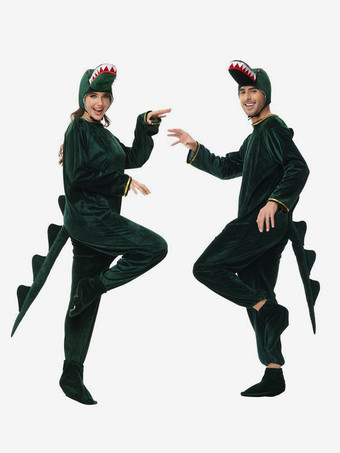 ワンジー着ぐるみパジャマ 漫画 大人用 ダークグリーン ポリエステル ジャンプスーツ 帽子 着ぐるみ コスチューム