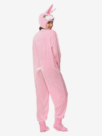 着ぐるみパジャマ ワンジー 動物 大人用 ピンク ポリエステル ジャンプスーツ 帽子 着ぐるみ コスチューム