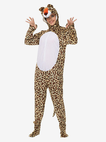 ワンジー着ぐるみパジャマ 動物 大人用 ヒョウ柄 ポリエステル ジャンプスーツ 着ぐるみ コスチューム