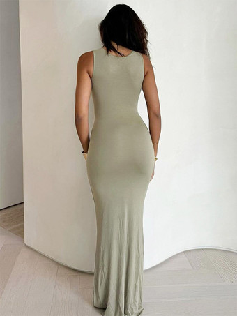 クラブドレス ジュエルネック セクシー レースアップ ノースリーブ ポリエステル カップレス グリーン セクシードレス