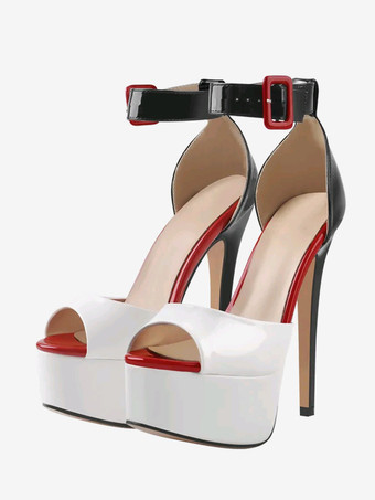 セクシーなヒールサンダル プラットフォーム オープントゥ アンクルストラップ サンダル シューズ