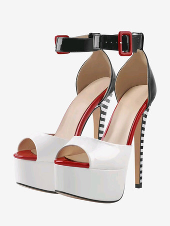 セクシーなヒールサンダル プラットフォーム オープントゥ アンクルストラップ サンダル シューズ