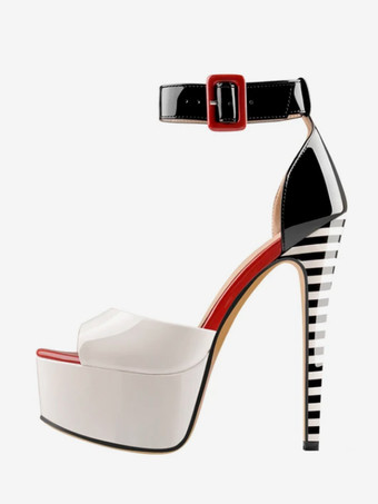 スプリットセクシーなヒールサンダル プラットフォーム オープントゥ アンクルストラップ サンダル シューズ