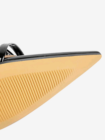 Sandalias de tacón en bloque Sandalias de tacón alto con tiras y punta en punta negras