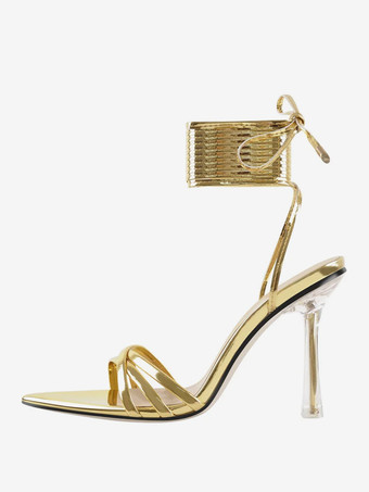 ブラック レースアップ サンダル ハイヒール オープントゥ ドレスシューズ