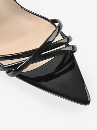 ブラック レースアップ サンダル ハイヒール オープントゥ ドレスシューズ