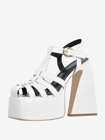 Sandales à talons blocs noires chaussures à talons hauts découpés à plateforme