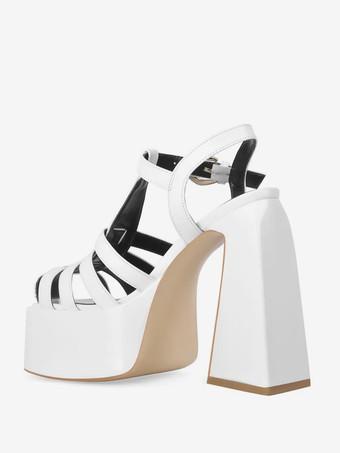 Sandales à talons blocs noires chaussures à talons hauts découpés à plateforme