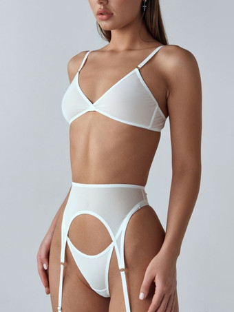 ブラとパンティセット チュール レギンス チョーカー ガーター セクシー 5点セット