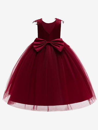 ホワイトフラワーガールドレス 特別な日のドレス ピンクチュール ノースリーブ ジュエルネック フラワーガールドレス