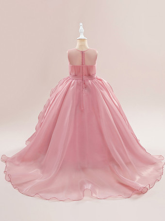 白いフラワーガールドレス 特別な日のためのドレス ホワイトチュール ノースリーブ ジュエルネック フラワーガールドレス