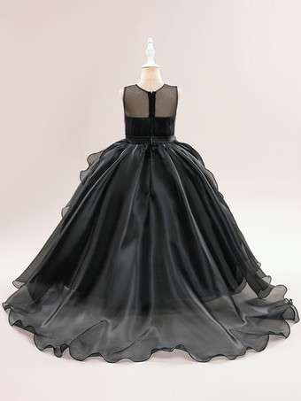 白いフラワーガールドレス 特別な日のためのドレス ホワイトチュール ノースリーブ ジュエルネック フラワーガールドレス