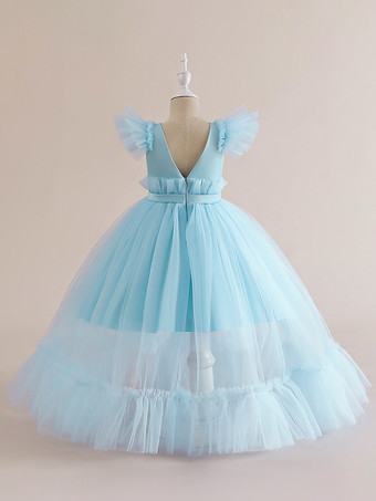 ホワイトフラワーガールドレス 特別な機会のドレス ピンクポリエステル 半袖 ジュエルネック フラワーガールドレス