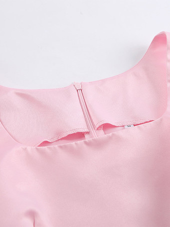 Summer Dress Mini Dresses Blue Square Neck Polyester Beach Dress