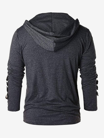 男性用ブラック ヴィンテージトップ レトロ ポリエステル 長袖 レトロコスチューム