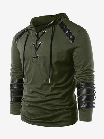 男性用ブラック ヴィンテージトップ レトロ ポリエステル 長袖 レトロコスチューム