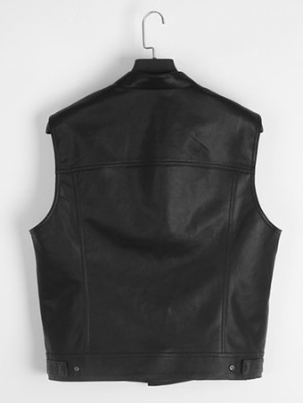 男性用ブラック ヴィンテージ トップ レトロ ノースリーブ PU レザー トップ レトロ コスチューム