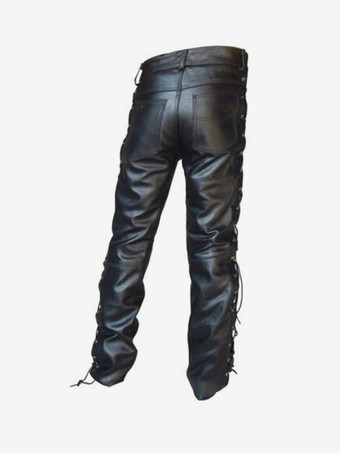 男性用ブラック ヴィンテージ スキニー レトロ PU レザー レトロ コスチューム