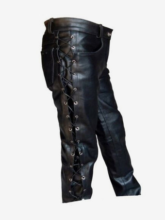 男性用ブラック ヴィンテージ スキニー レトロ PU レザー レトロ コスチューム