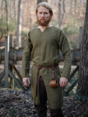 グリーン ヴィンテージ トップ レトロ ポリエステル 長袖 男性用レトロコスチューム