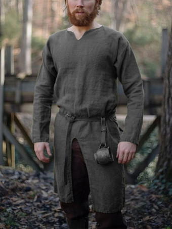 グレイグリーン ヴィンテージ トップ レトロ ポリエステル 長袖 男性用レトロコスチューム