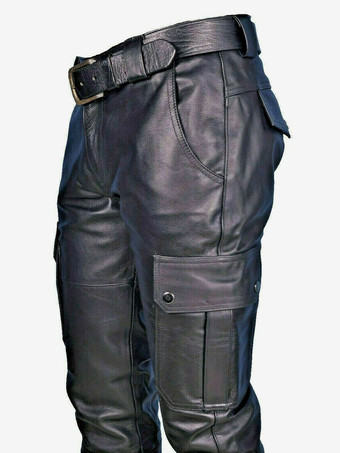 男性用ブラック ヴィンテージ スキニー レトロ PU レザー レトロ コスチューム