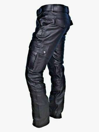 男性用ブラック ヴィンテージ スキニー レトロ PU レザー レトロ コスチューム