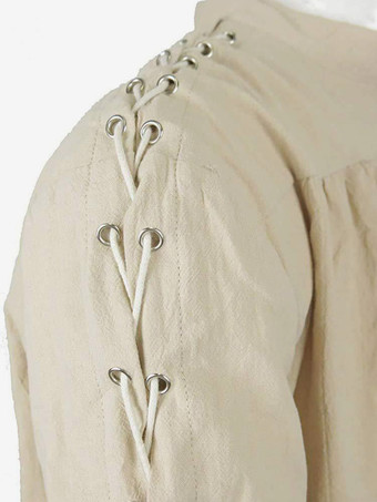 男性用ブラック ヴィンテージトップ レトロ ポリエステル 長袖 レトロコスチューム