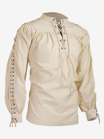 男性用ブラック ヴィンテージトップ レトロ ポリエステル 長袖 レトロコスチューム