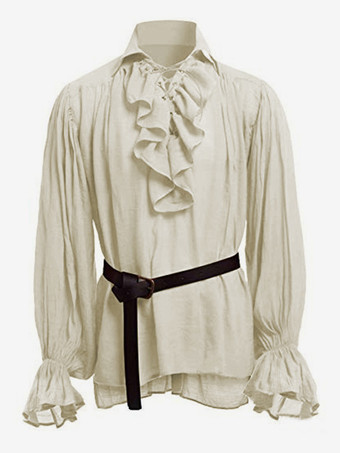 アイボリー 男性用ブラック ヴィンテージトップ レトロ ポリエステル 長袖 レトロコスチューム バーガンディ