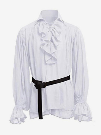 ホワイト 男性用ブラック ヴィンテージトップ レトロ ポリエステル 長袖 レトロコスチューム バーガンディ