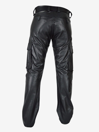 男性用ブラック ヴィンテージ スキニー レトロ PU レザー レトロ コスチューム