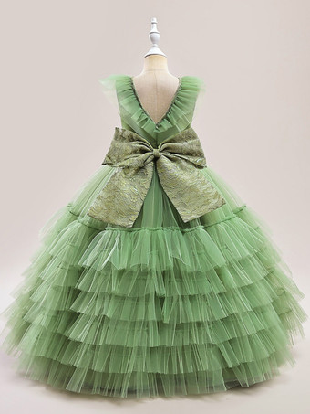 ホワイトフラワーガールドレス 特別な日のドレス ホワイトチュール ノースリーブ Vネック フラワーガールドレス