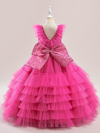 ホワイトフラワーガールドレス 特別な日のドレス ホワイトチュール ノースリーブ Vネック フラワーガールドレス