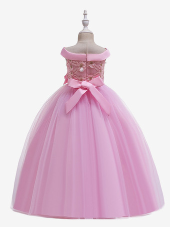 白いフラワーガールドレス 特別な日のためのドレス ホワイトチュール ノースリーブ バトーネック フラワーガールドレス