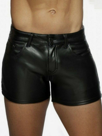 ブラック ヴィンテージ スキニー レトロ PU レザーパンツ 男性用レトロコスチューム