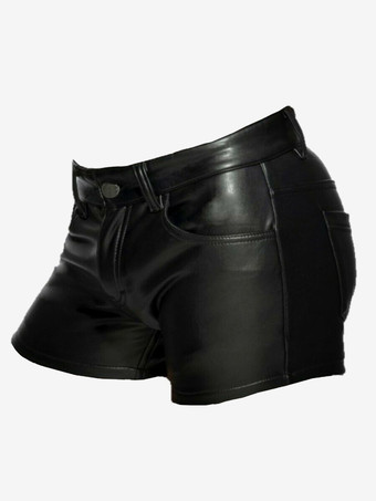 ブラック ヴィンテージ スキニー レトロ PU レザーパンツ 男性用レトロコスチューム