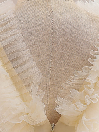 ホワイトフラワーガールドレス 特別な日のドレス シャンパンチュール ノースリーブ Vネック フラワーガールドレス