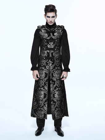 ブラック 男性用ブラック ヴィンテージ ゴシック ノースリーブ ポリエステル ベスト レトロ コスチューム