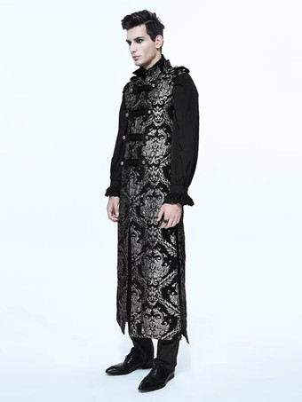 男性用ブラック ヴィンテージ ゴシック ノースリーブ ポリエステル ベスト レトロ コスチューム