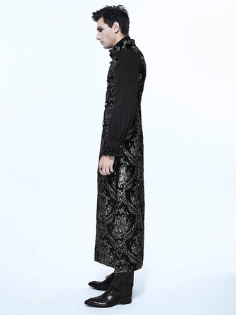 男性用ブラック ヴィンテージ ゴシック ノースリーブ ポリエステル ベスト レトロ コスチューム