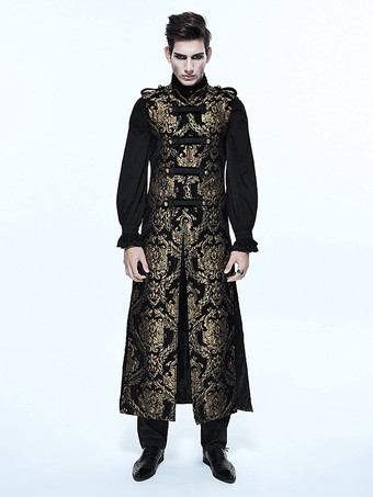 ブラック 男性用ブラック ヴィンテージ ゴシック ノースリーブ ポリエステル ベスト レトロ コスチューム