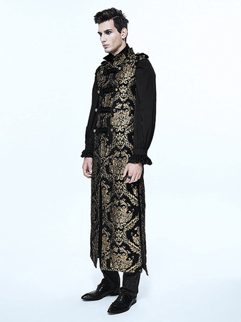 男性用ブラック ヴィンテージ ゴシック ノースリーブ ポリエステル ベスト レトロ コスチューム