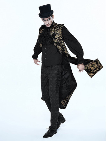 男性用ブラック ヴィンテージ ゴシック ノースリーブ ポリエステル ベスト レトロ コスチューム