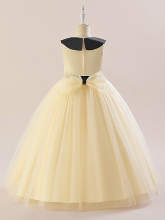 白いフラワーガールドレス 特別な日のためのドレス ホワイトチュール ノースリーブ ジュエルネック フラワーガールドレス