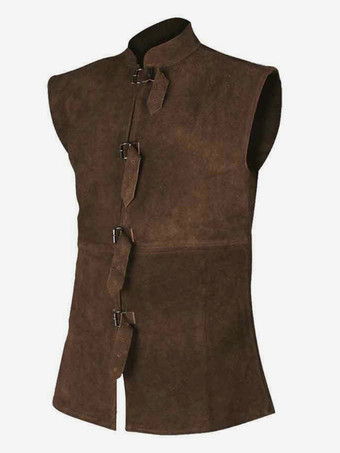 ブラウン 男性用ブラック ヴィンテージトップ レトロ ポリエステル ノースリーブ レトロコスチューム