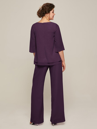 マザードレス ジュエルネック 7分袖 ツーピース フリル フロアレングス ゲストドレス 結婚式用