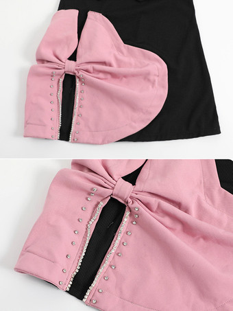 スイートロリータ衣装 ブラック フリル リボン ノースリーブ ドレス パンツ