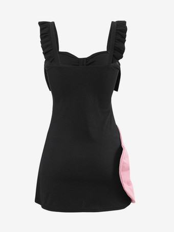 スイートロリータ衣装 ブラック フリル リボン ノースリーブ ドレス パンツ